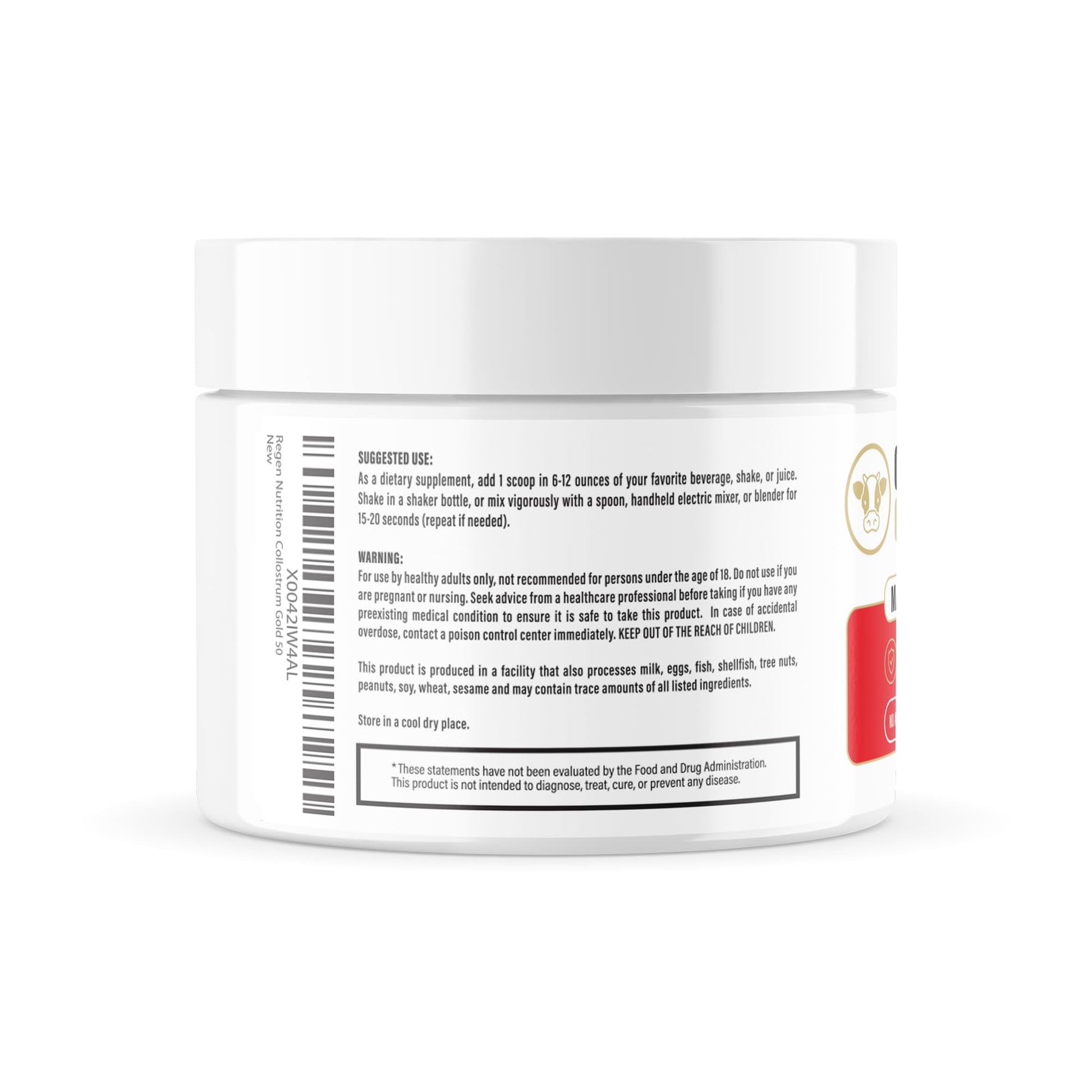 Re+Gen Nutrition Colostrum Gold 50 Bovine Colostrum Powder for Gut Health, Immune Support & Muscle Recovery – 50% IgG Concentration, Grass Fed, Gluten Free, No Artificial Ingredients Re+Gen NutritionAu supplements