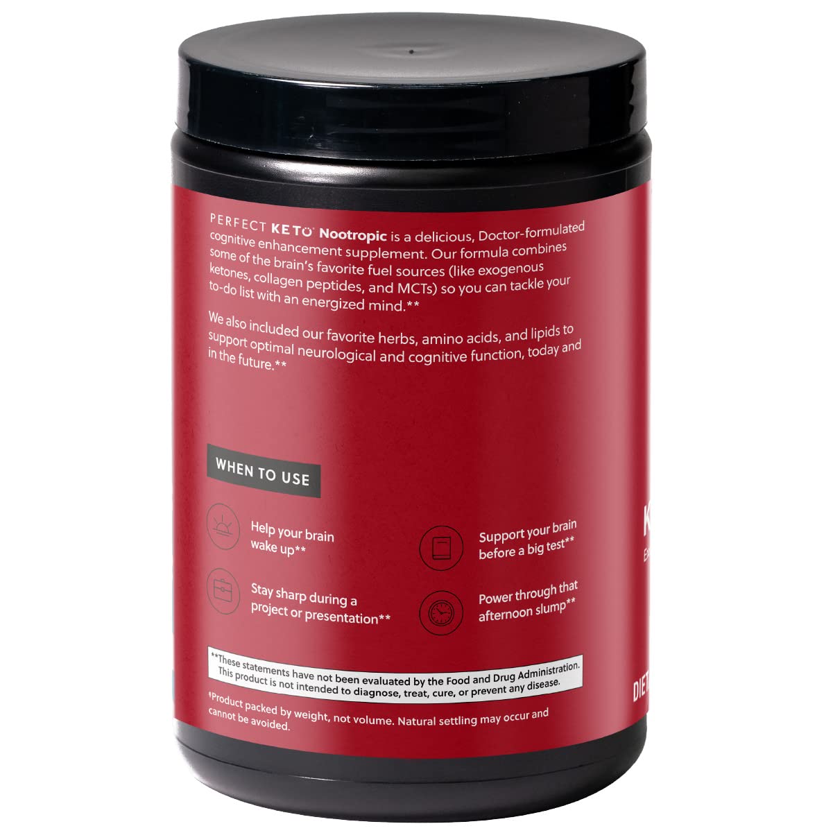 Perfect Keto Nootropic Brain Support, Caffeine Free Focus and Energy Supplement with Alpha Lipoic Acid, L Theanine, Ginkgo Biloba, Alpha GPC, MCT's, Collagen, Ketones, Chocolate Drink Mix, 15 Servings Perfect KetoAu supplements