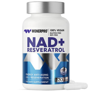 NAD+ Supplement 1500mg Pure Organic, NAD+ Resveratrol & Vitamin B3 for Women & Men, Energy Boost & Anti-Aging Support, 120 Vegan Capsules (Gluten-Free, Soy-Free)-11.4 WONERPROAu supplements