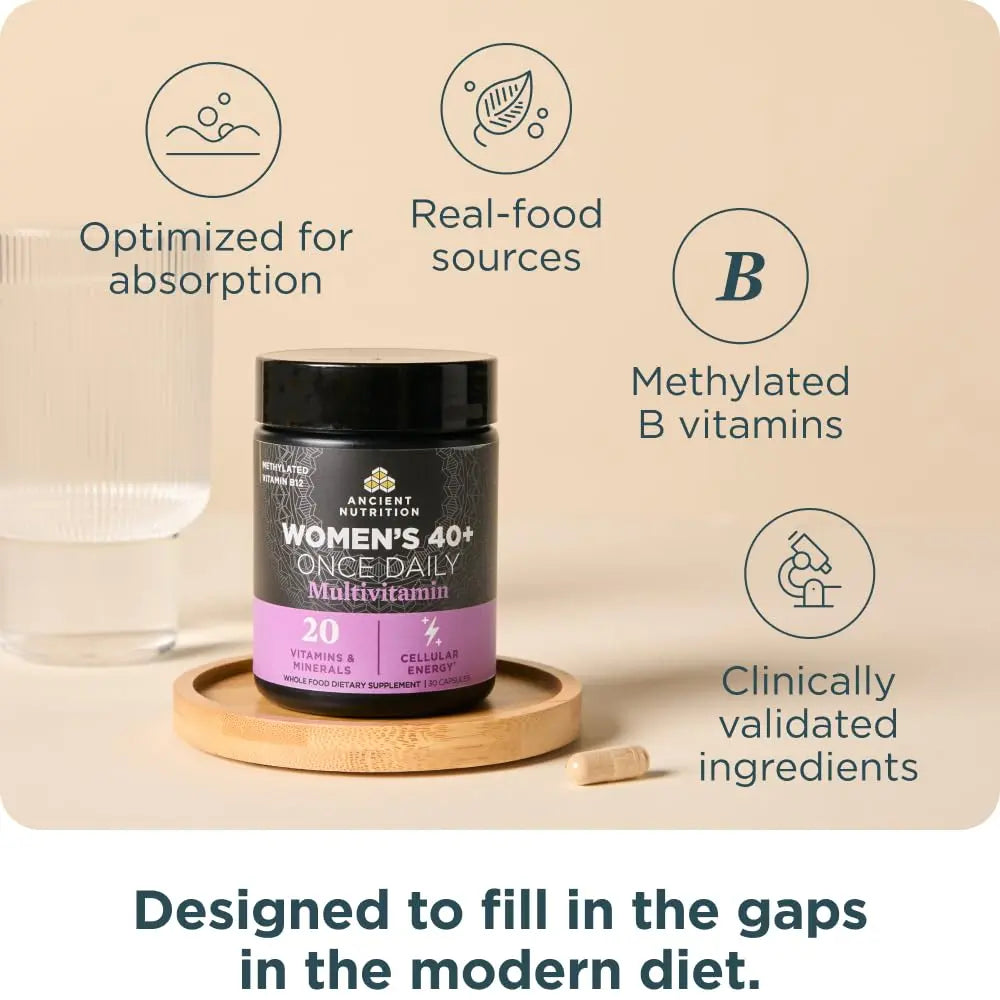 Ancient Nutrition Multivitamin for Women, Ancient Multi Women's 40+ Once Daily Vitamin Supplement, Vitamin B, Vitamin C and Vitamin K2 Ancient NutritionAu supplements