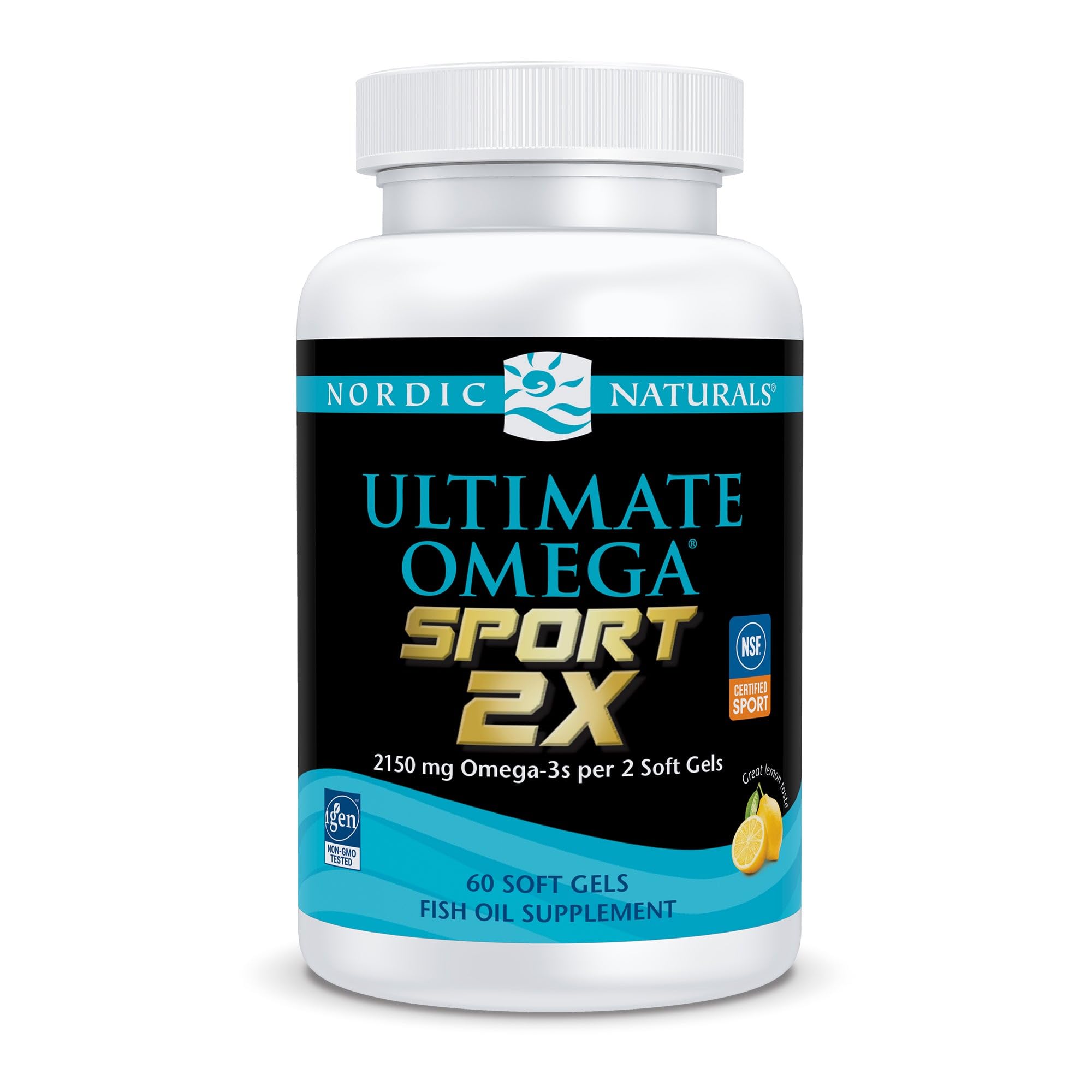 Nordic Naturals Ultimate Omega Sport 2X, Lemon Flavor - 60 Soft Gels - 2150 mg Omega-3 - NSF Certified Fish Oil with EPA & DHA - Heart & Muscle Health, Recovery - Non-GMO - 30 Servings Nordic NaturalsAu supplements