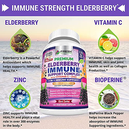 FRESH HEALTHCARE Elderberry Capsules - High Potency Black Elderberry with Zinc FRESH HEALTHCAREUS supplements