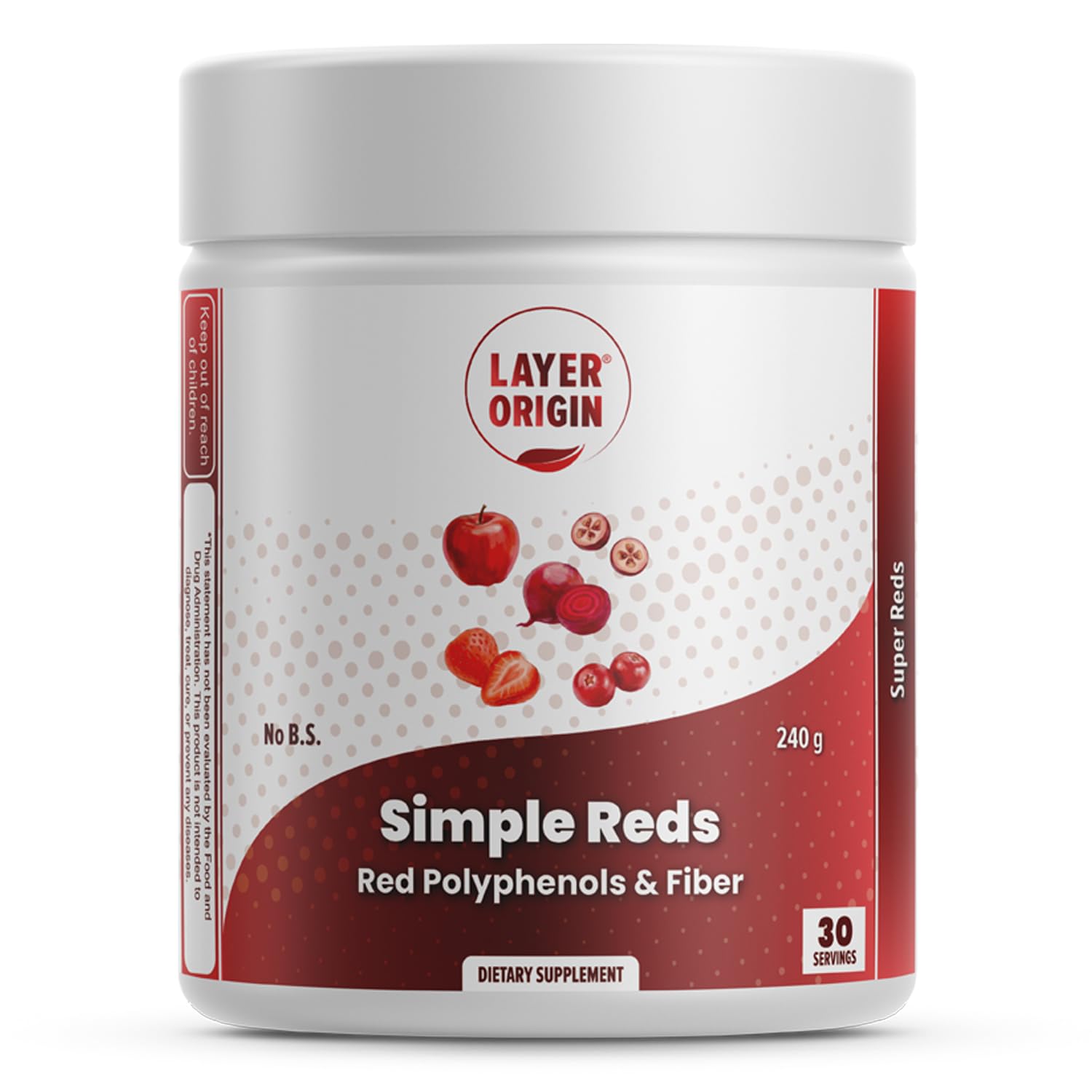 Layer Origin Simple Reds - Organic Red Polyphenols Whole Fruit Powder | Five Real Whole Fruits | 30 Servings Layer OriginAu supplements