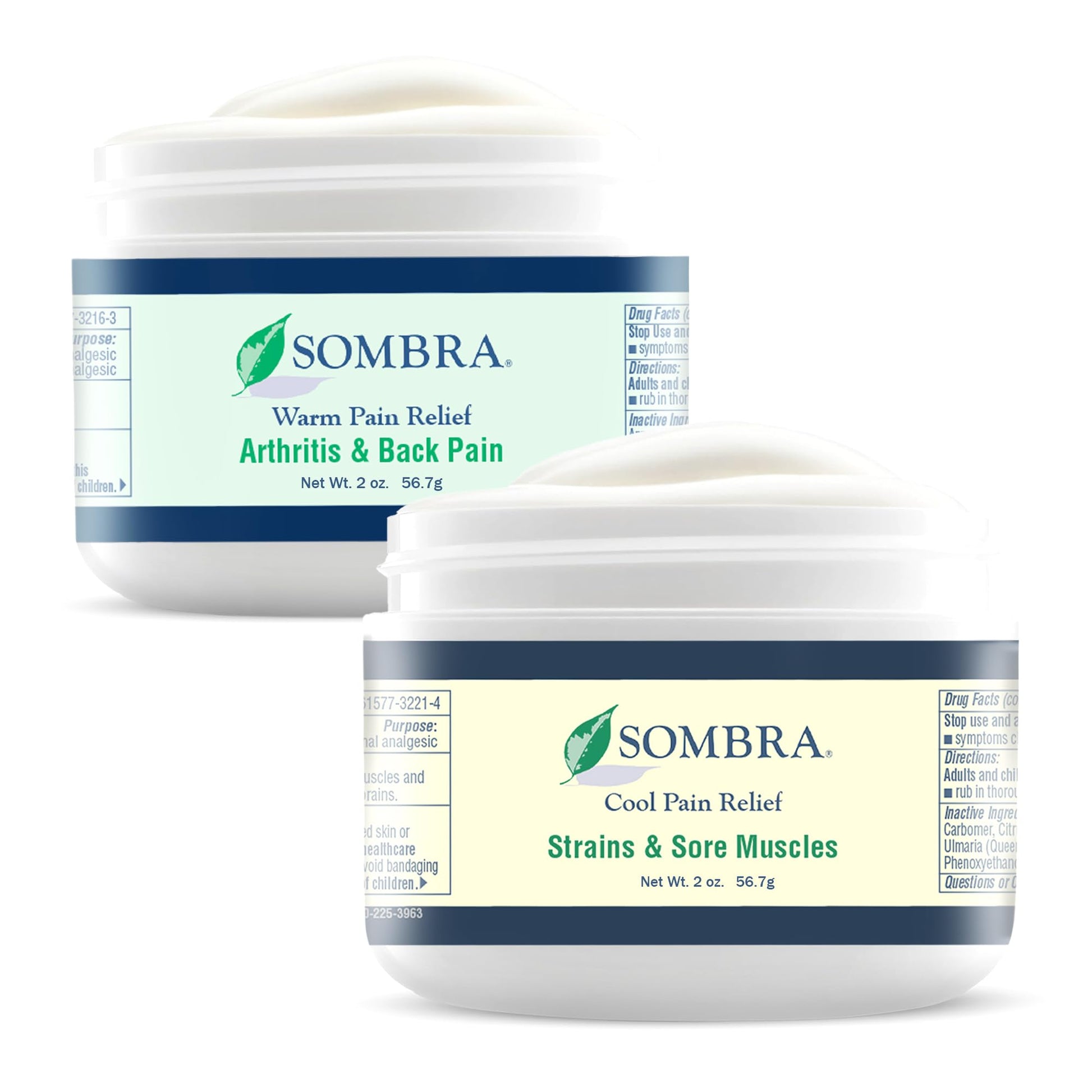 Sombra Warm & Cool Pain Relief Gel, Warm Relief for Arthritis and Chronic Pain Pre-Workout Muscle Rub, Cold for Swelling, Soreness, Post-Workout, Free of Artificial Fragrances, 2oz Per Jar SombraAu supplements