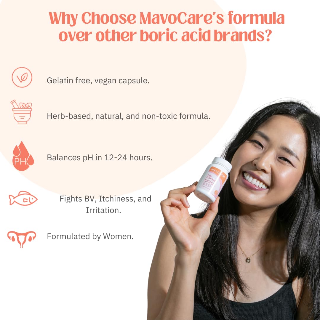 MavoCare, Inc. Boric Acid 600mg The Fighter with Added Calendula Vegan Capsule- Fights BV and Irritation- Gentle MavoCare, Inc.Au supplements