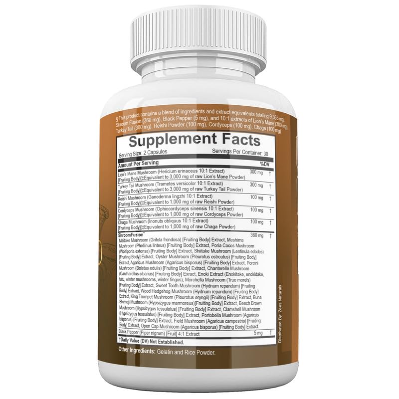 Zeus Naturals Lions Mane Capsules, Mushroom Supplement with Turkey Tail, Cordyceps Zeus NaturalsUS supplements