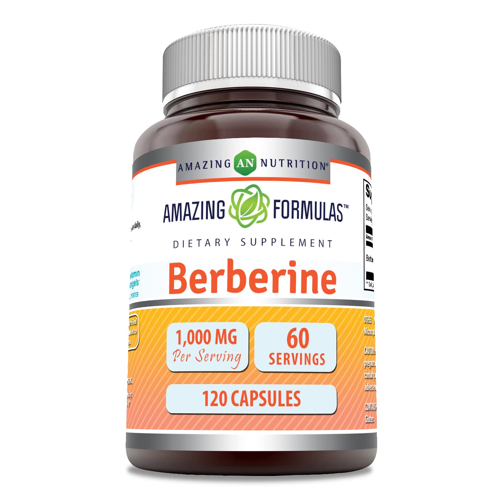 Amazing Formulas Berberine 1000mg Per Serving 120 Capsules Supplement | Non GMO Amazing NutritionUS supplements
