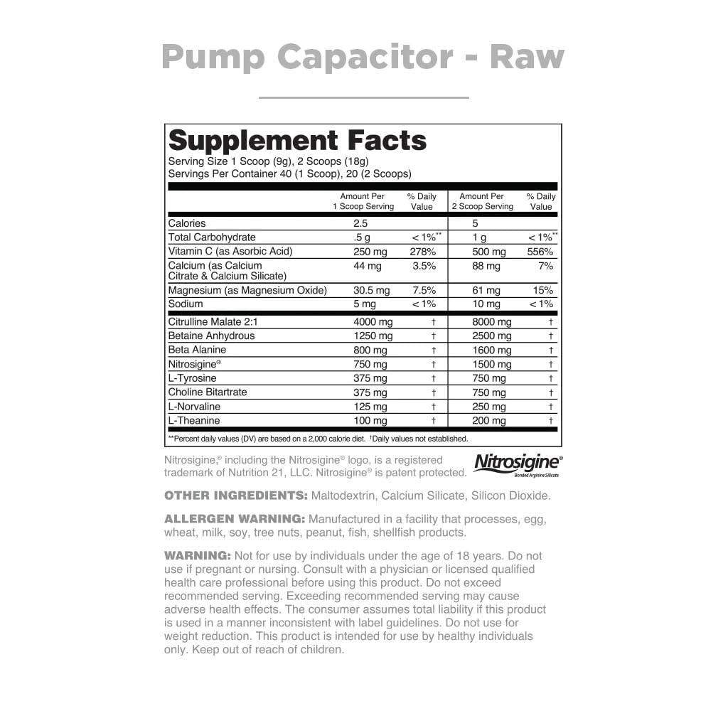 Nutrithority Pump Capacitor Non-Stimulant Sugar-Free Pre Workout for Men & Women NutrithorityUS supplements