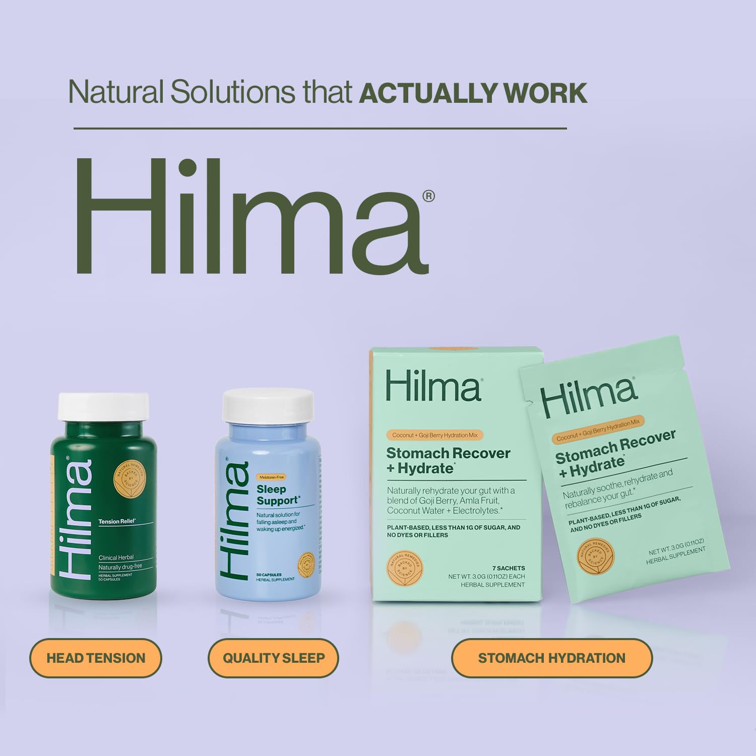 Hilma Natural Tension Headache Relief, Supplements with Magnesium, Boswellia and Feverfew, 50 Vegan Capsules HilmaAu supplements