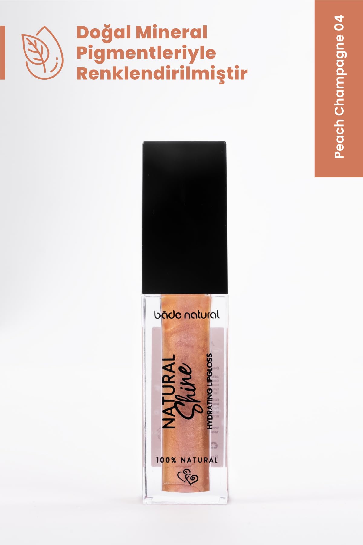 Bade Natural Moisturizing Lip Gloss Peach Champagne 04 – Soft Shine Finish, Smooth Non-Sticky Formula Bade NaturalAu supplements