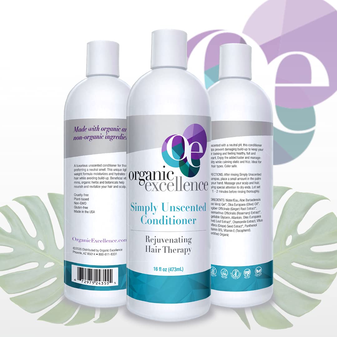 Organic Excellence Sulfate Free Conditioner - Fragrance, Gluten, Paraben Free, Color Safe. Organic Herb Extracts and Oils, Natural Hair Care for the Whole Family, 16 fl ounces (473 ml) Organic ExcellenceAu supplements