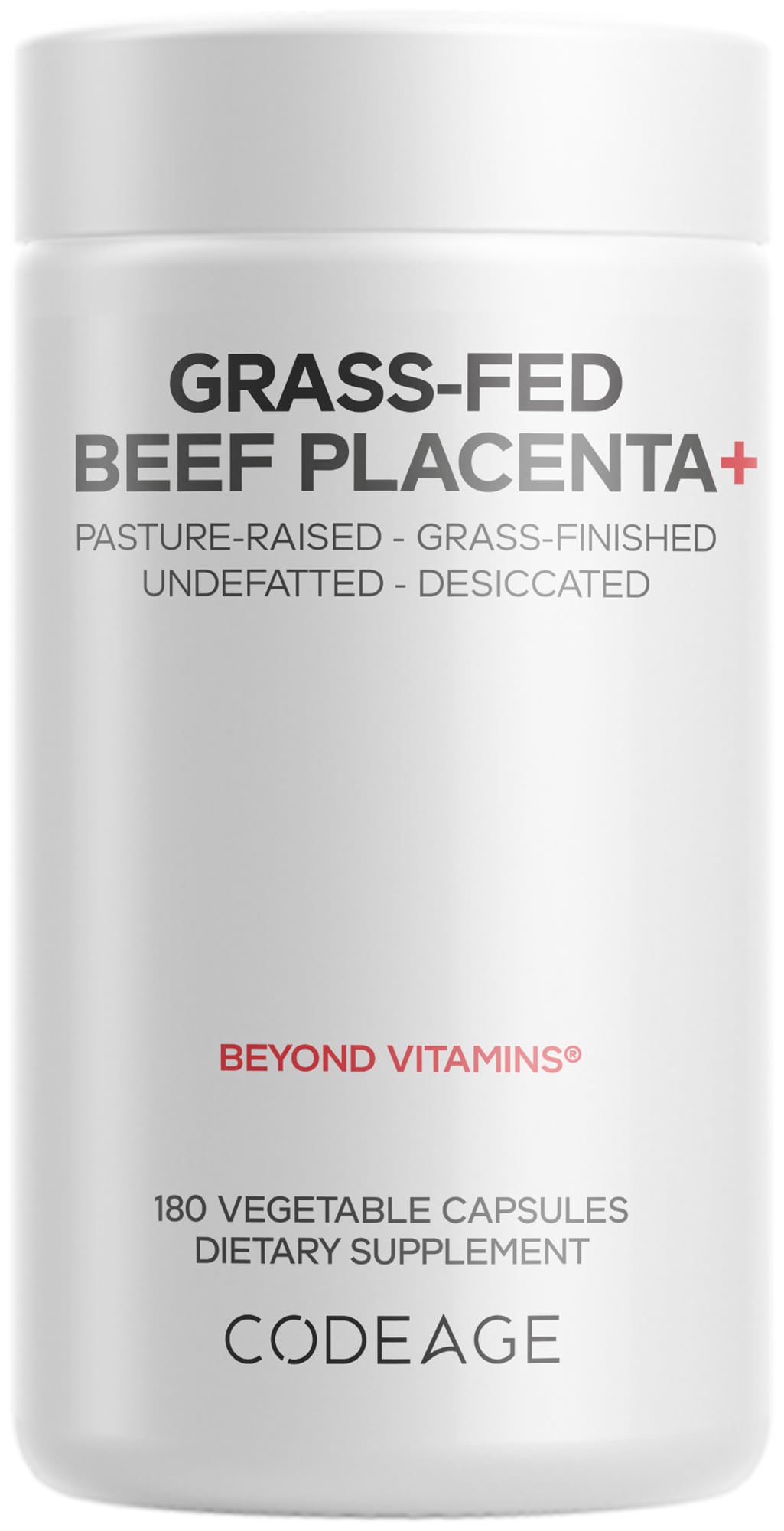 Codeage Grass-Fed Beef Placenta Supplement - Bovine Placenta – Pasture-Raised, Grass-Finished, Undefated, Desiccated - Non-GMO - 180 Capsule CodeageAu supplements