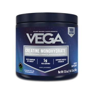 Vega Creatine Monohydrate Micronized Powder, Pure Unflavored, 100 Servings, 5000mg Per Serving, 17.6 oz VegaAu supplements