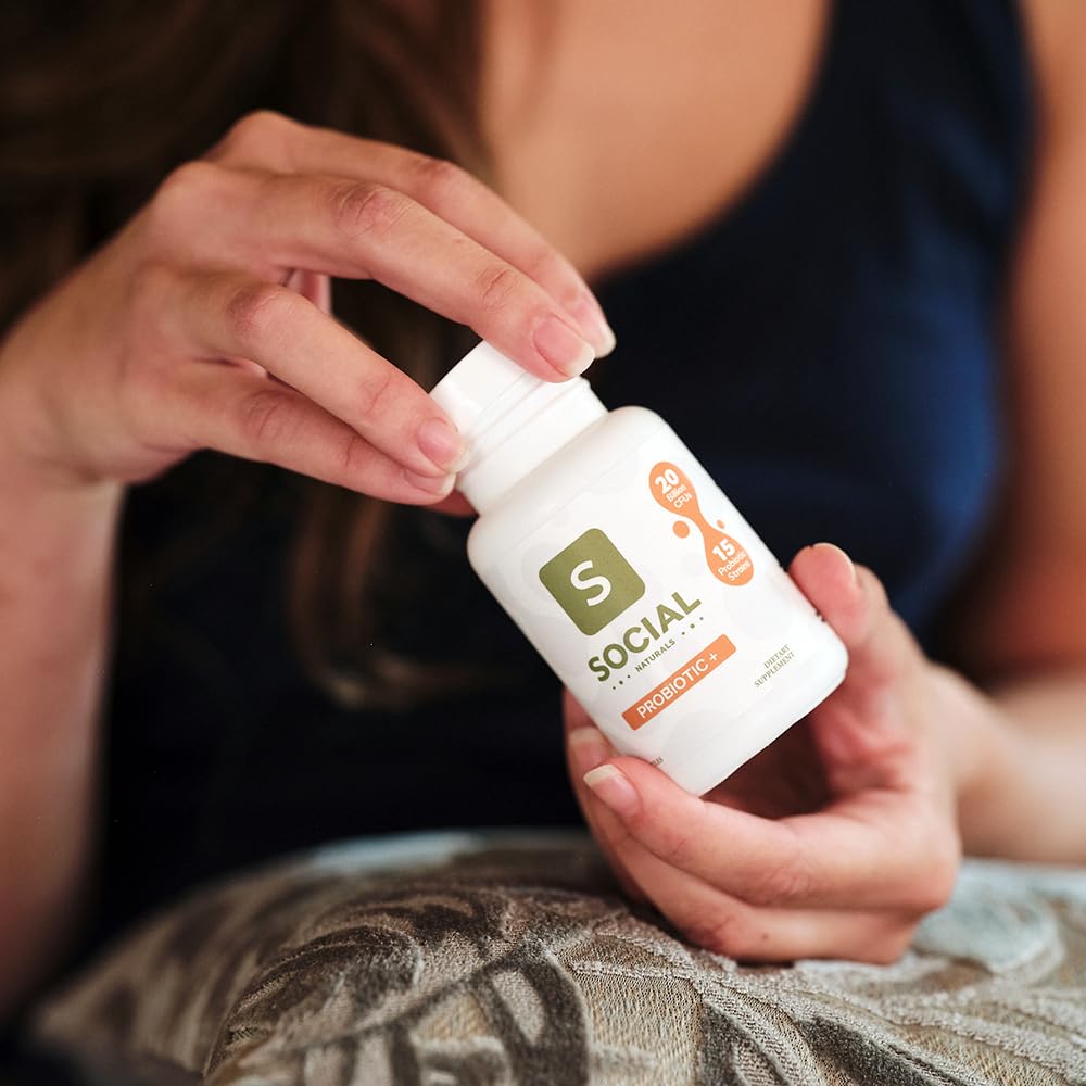 Social Naturals Daily Probiotic | 20 Billion CFU | Multi-Strain with Prebiotic + Postbiotic | Gut Health & Digestion Support | Vegan | 30 Capsules Social NaturalsAu supplements