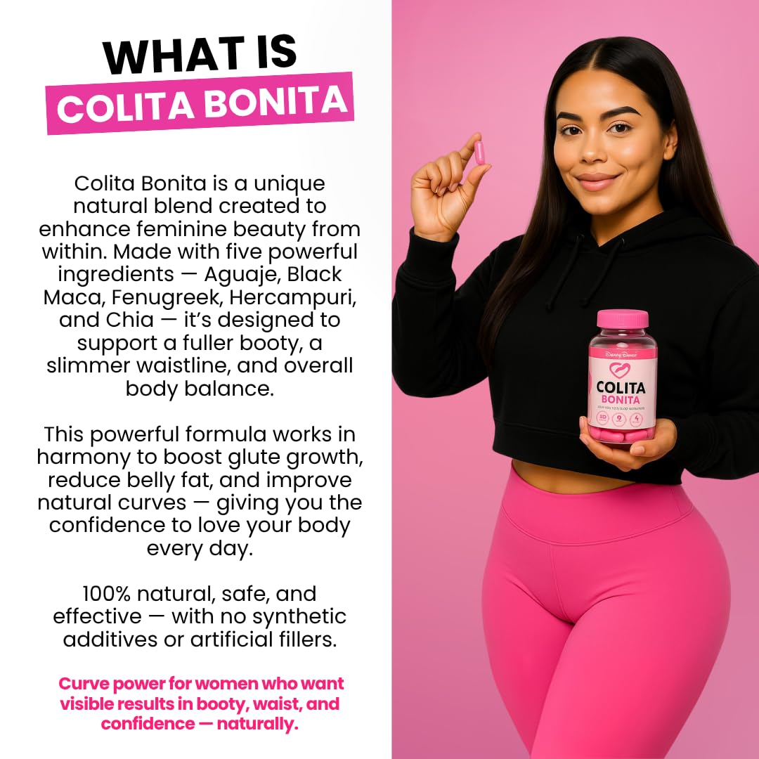 Colita Bonita – Aguaje, Black Maca & Fenugreek Pills – Natural Booty Growth & Hip Shaping Supplement – Supports Curves, Hormonal Balance & Waist Definition – 60 Capsules (30-Day Supply) Curvy FruitAu supplements