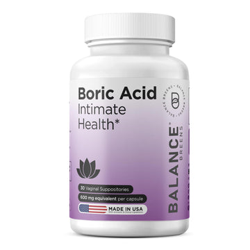 Boric Acid Suppositories for Women, 600 mg, 30 Vaginal Use Capsules - pH Balance Pills, Intimate Health Support, Yeast Infection Treatment, Made in USA (Pack of 1) BalancebreensUS supplements