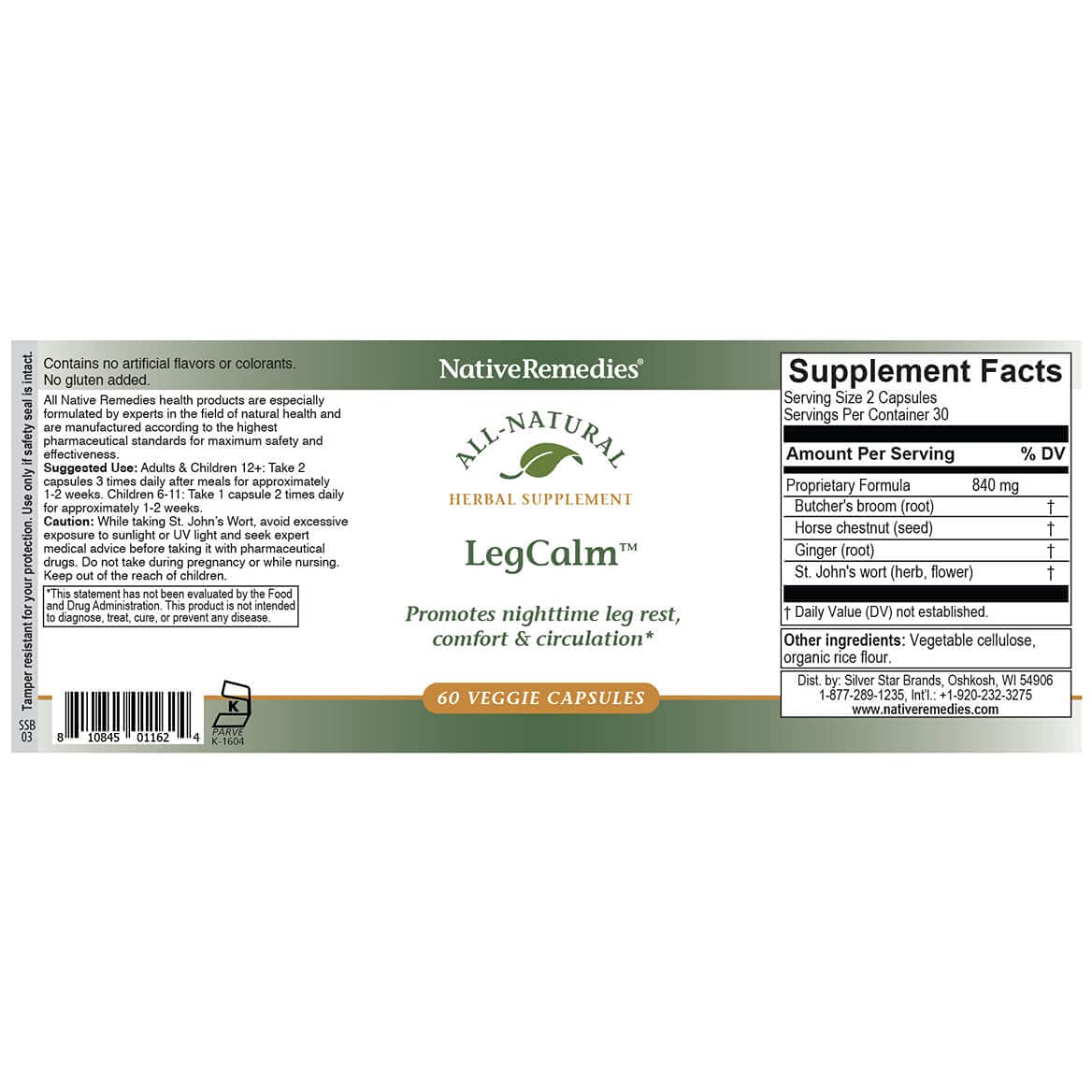 Native Remedies Leg Calm for Rested Legs and Limb Comfort at Night, 60 Veggie Caps Native RemediesAu supplements