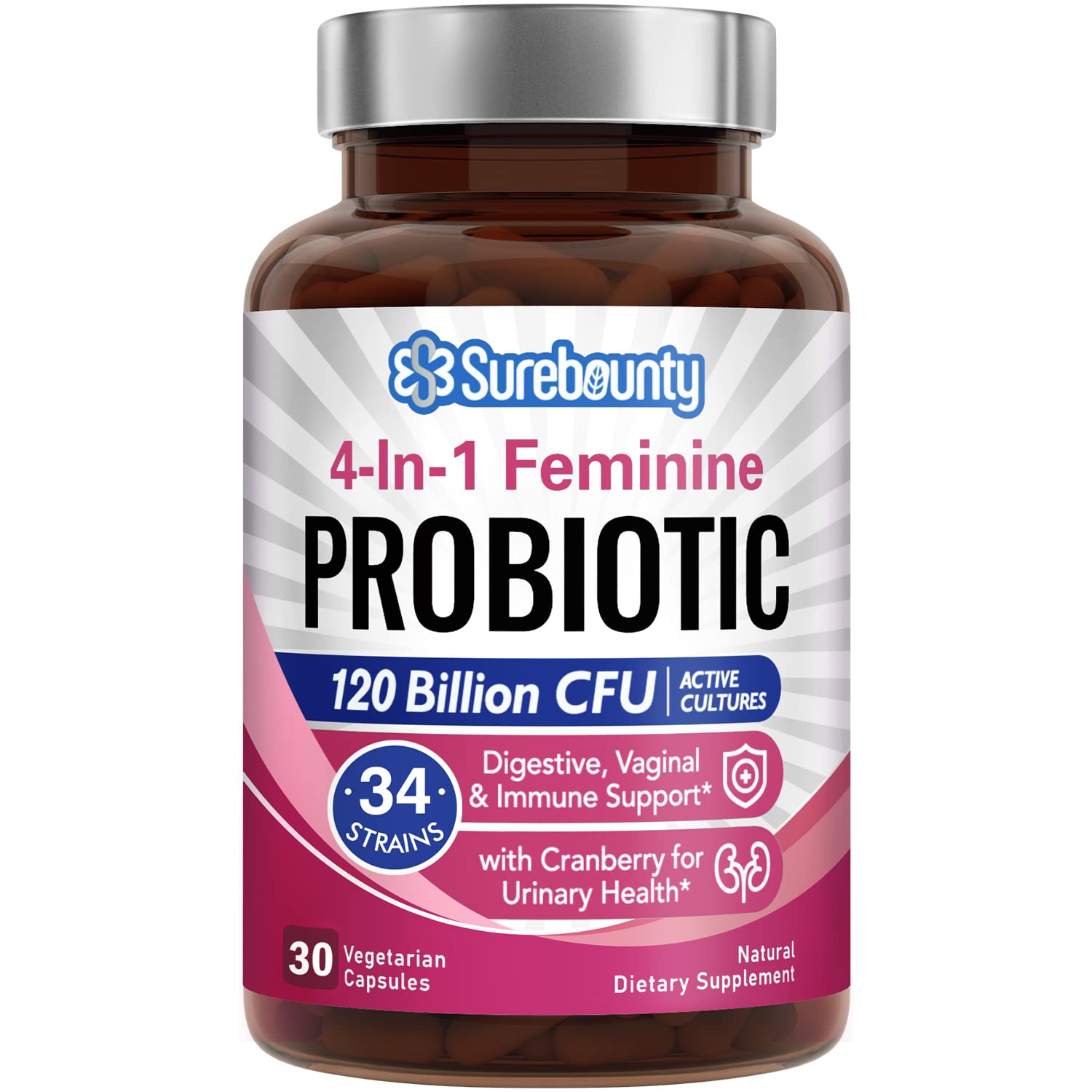 Surebounty Probiotics for Women, 120 Billion CFU 34 Strains, Prebiotics + Digestive Enzymes SurebountyAu supplements