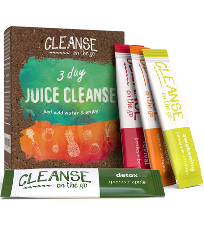CLEANSE on the go - 3 Day Juice Cleanse - Just Add Water - 21 Powder Packets CLEANSE on the goUS supplements