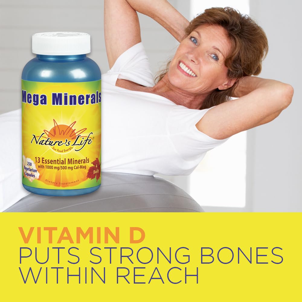 Nature's Life Mega Minerals Complex | Complete Multi Mineral + Vitamin D Supplement | 250 Vegetarian Capsules Nature's LifeAu supplements