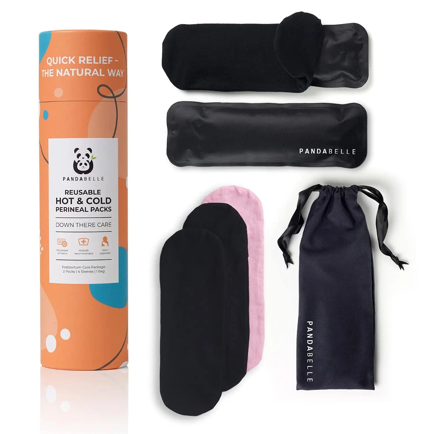 Pandabelle Hot & Cold Reusable Perineal Ice Pack with 4 Washable Cotton Sleeves & Carry Bag for Postpartum Perineal Pain, Hemorrhoids, C-Section Scar, Breastfeeding, Post-Waxing Hair Removal & More PANDABELLEAu supplements