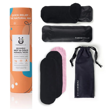Pandabelle Hot & Cold Reusable Perineal Ice Pack with 4 Washable Cotton Sleeves & Carry Bag for Postpartum Perineal Pain, Hemorrhoids, C-Section Scar, Breastfeeding, Post-Waxing Hair Removal & More PANDABELLEAu supplements