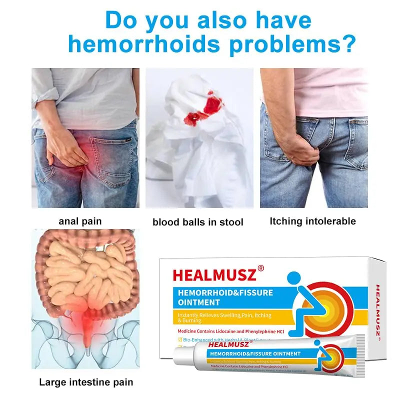 HEALMUSZ Hemorrhoid & Fissure Ointment,with 4% Lidocaine and Phenylephrine HCl,Fast Relief for Pain, Swelling, Discomfort & Itching | 1.5 oz HEALMUSZAu supplements
