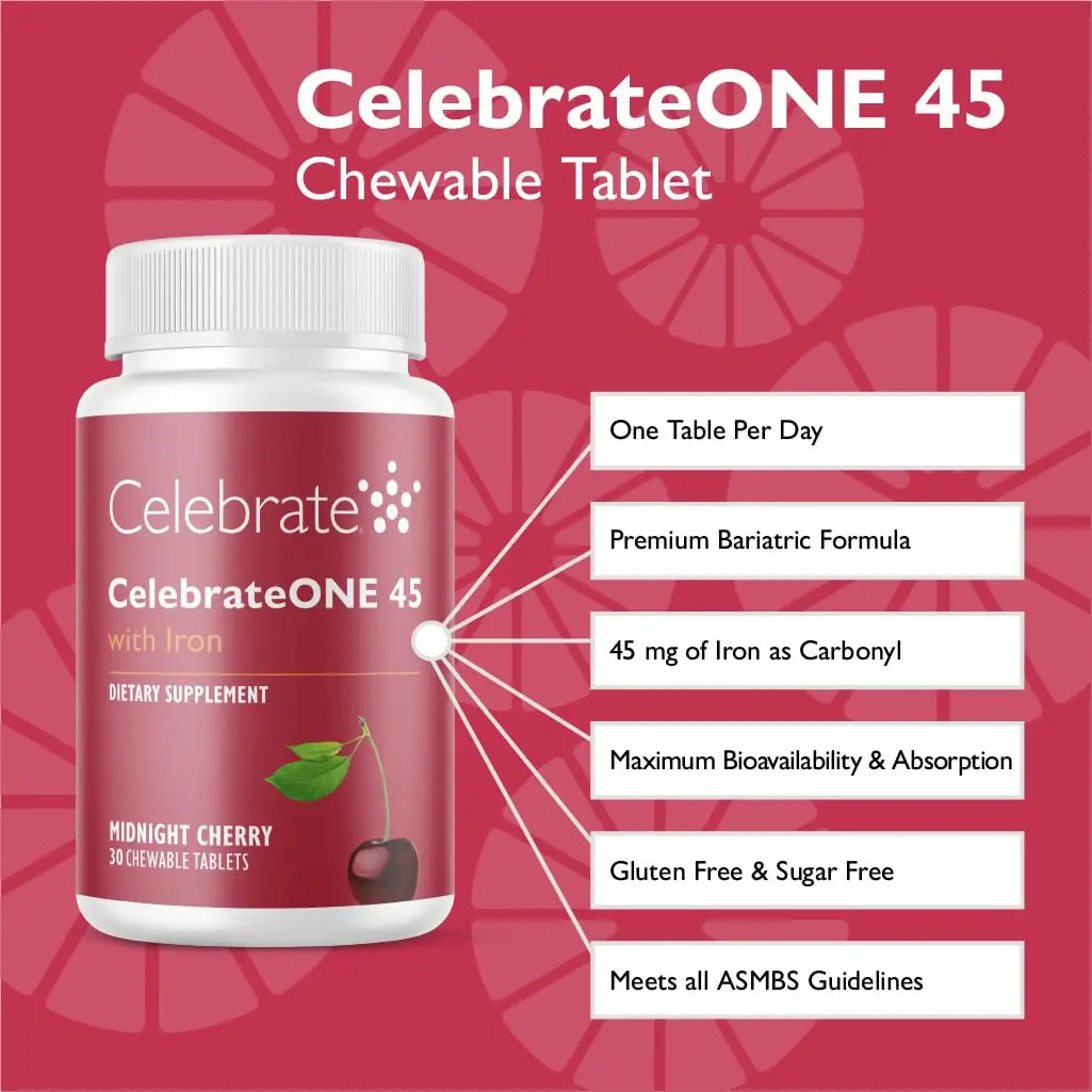 Celebrate Vitamins CelebrateONE 45 Chewables, 45mg Iron - Once Daily Bariatric Multivitamin, Essential Vitamins & Minerals Celebrate Bariatric SupplementsAu supplements