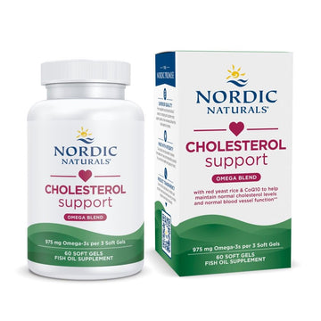 Nordic Naturals Cholesterol Support, Lemon - 60 Soft Gels - 975 Omega-3 + Red Yeast Rice & CoQ10 - Normal Cholesterol, Antioxidant Support - EPA & DHA - Non-GMO - 20 Servings Nordic NaturalsAu supplements