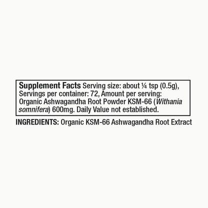 Moon Juice Organic Ashwagandha Supplement - Ashwagandha KSM-66 Root Powder Extract (15:1 Full-Spectrum) for Stress, Focus & Mood - Vegan, Non-GMO, Gluten-Free - 1.3 oz, 72 Servings Moon JuiceUS supplements