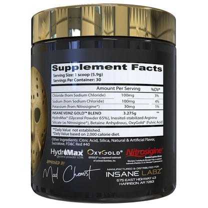 Insane Labz Psychotic Gold and Insane Veinz Gold Pre Workout Nitric Oxide Booster Stack Insane LabzUS supplements