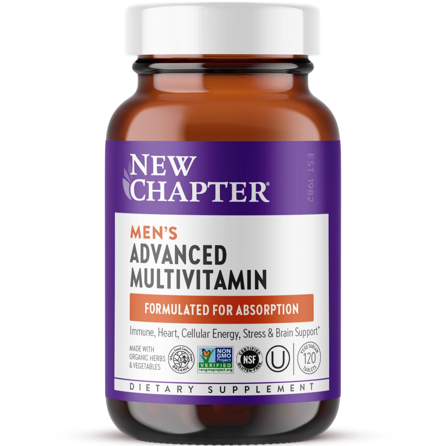 New Chapter Men's Multivitamin Advanced Formula for Stress, Brain, Immune, Heart & Energy Support, Higher Levels of Whole New ChapterAu supplements