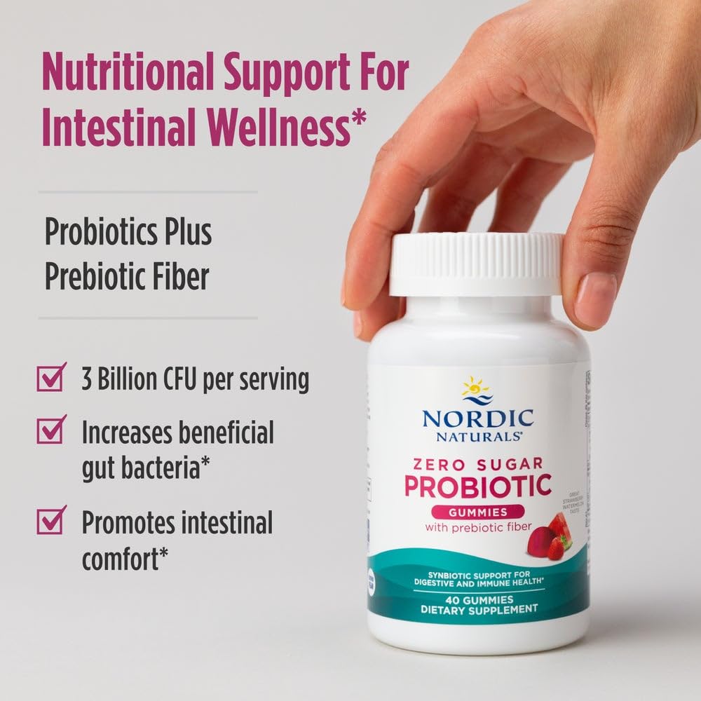 Nordic Naturals Vegan Probiotic Gummies Bundle - Zero Sugar Kids Probiotic Gummies - Strawberry Watermelon Flavor - 30 Gummies, Zero Sugar Probiotic Gummies - Strawberry Watermelon Flavor - 40 Gummies Nordic NaturalsAu supplements