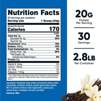 Nutricost Meal Replacement Shake Powder (Vanilla), 30 Servings - Protein, Non-GMO NutricostUS supplements