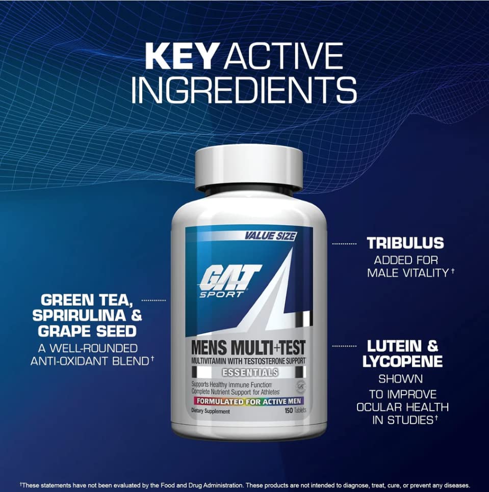 GAT SPORT Men's Multi + Test, Premium Multivitamin Tablets (60 Count) GAT SPORTAu supplements