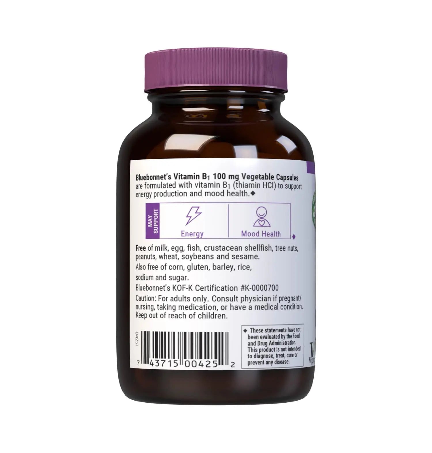 Bluebonnet Vitamin B1 100 mg - Mood Support & Energy Vitamins for Women & Men* - Thiamin HCl - Non-GMO, Vegan, Kosher BlueBonnetAu supplements