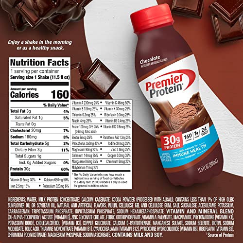 Premier Protein Shake, Chocolate, 30g Protein 1g Sugar 24 Vitamins Minerals Nutrients Premier ProteinUS supplements