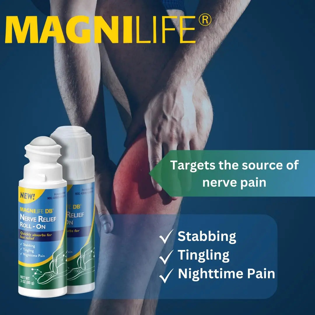 Magnilife DB Nerve Relief Roll On, 3 Oz, Topical Nerve Pain Relief for Feet, Legs, Hands & Arms, Helps Soothe Stabbing, Burning & Tingling Discomfort, Fast-Absorbing, Non-Greasy & Unscented Formula MagniLifeAu supplements