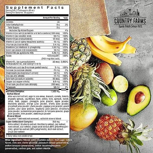 Country Farms Liquid Multivitamin, Vitamins and Minerals for Immune Support and Energy, Herbal Blend, Vegan Country FarmsAu supplements