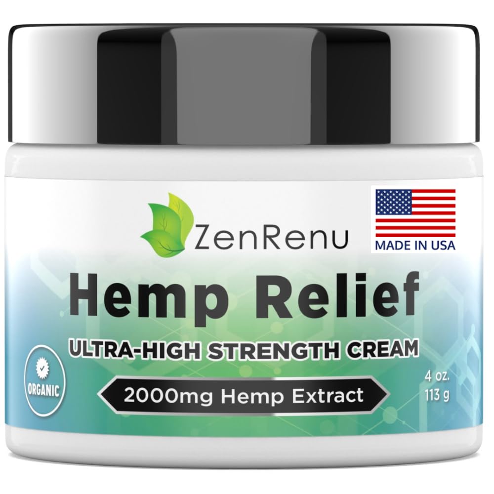 Hemp Cream Maximum Strength - Menthol Rub with Hemp Oil, Arnica, Lavender, Aloe Vera, Kava Kava, & Camphor - Natural Hemp Muscle Rub Cream for Skin, Muscles & Joints - ZenRenu, 4 oz ZenrenuAu supplements