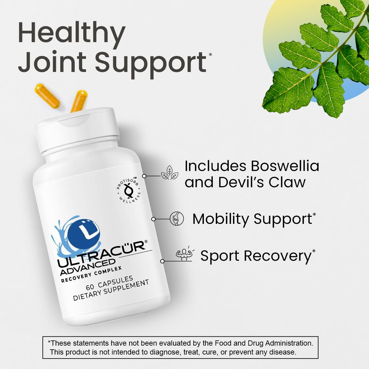 UltraCur Advanced Joint Support Supplement with High Absorption Curcumin - Extra Strength Protisorb Liquid Protein Scaffold - Supports Mobility & Flexibility with Devils Claw & Boswellia - 60 Capsules UltraCurAu supplements