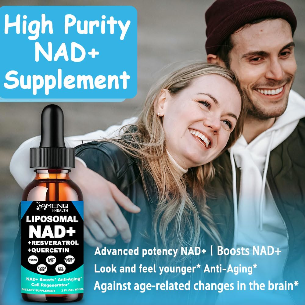 NAD Supplement, Liposomal NAD Nicotinamide Riboside Resveratrol 900mg Quercetion, TMG, Vitamin B3, High Potency NAD Plus Liquid Supplement for Cell Regenerator, Longevity, Energy, Anti-Aging, Focus AMENQ hHEALTHAu supplements