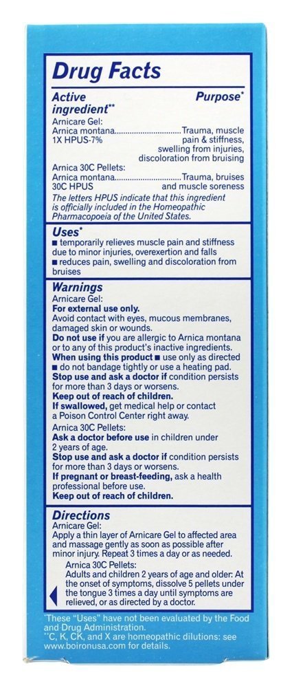 Boiron Arnicare Gel 2.6 oz with Arnica Montana Pellets 80 ct Bluetube BoironAu supplements