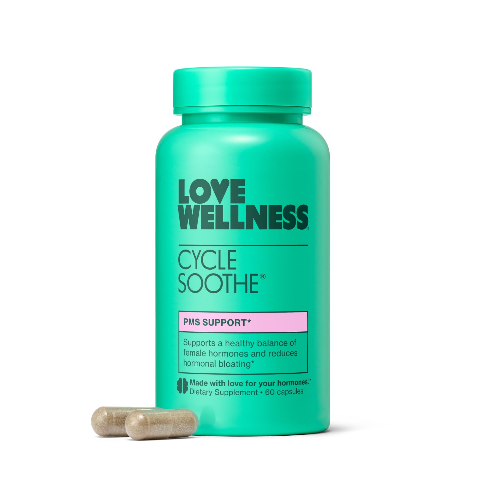 Love Wellness Cycle Soothe Supplement | Promotes a Happy Mood | Helps with PMS Hormones, Stress Relief, & Improves Mood | 60 Capsules Love WellnessAu supplements