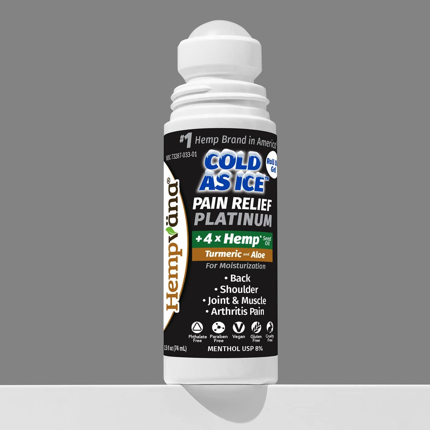 Hempvana Roll On Cold As Ice Platinum Fast Pain Relief for Knees, Neck, Hips, Shoulders, Back + Arthritis Pain Relief w/Hemp Seed Oil, AS SEEN ON TV, Cooling Menthol HempvanaAu supplements