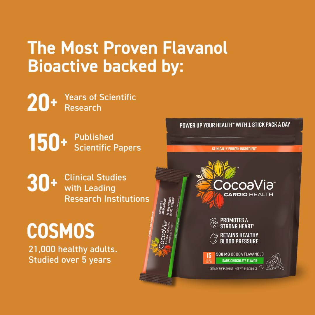 CocoaVia Cardio Health Cocoa Powder, 15 Single Serve Sticks, 500mg Cocoa Flavanols CocoaViaAu supplements