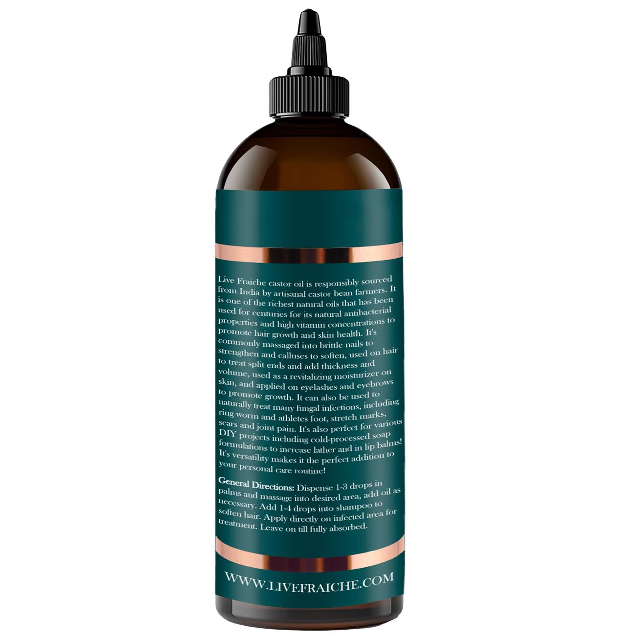 Live Fraiche USDA Organic Cold Pressed Castor Oil (16oz), 100% Pure, Hexane-Free Castor Oil Live FraicheAu supplements