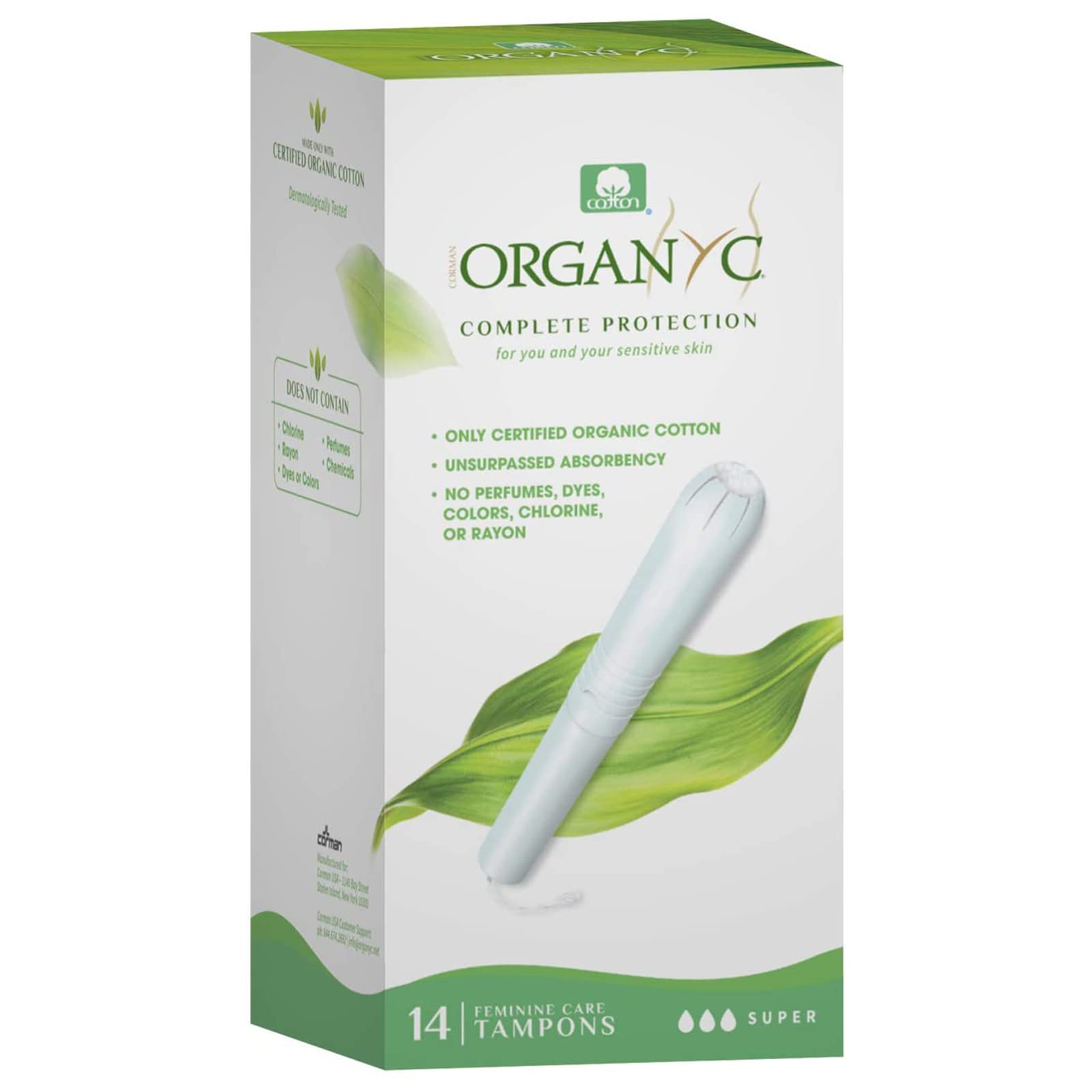 Organyc 100% Certified Organic Cotton Tampons - Cardboard Applicator, Free from Chlorine, Perfumes OrganycAu supplements