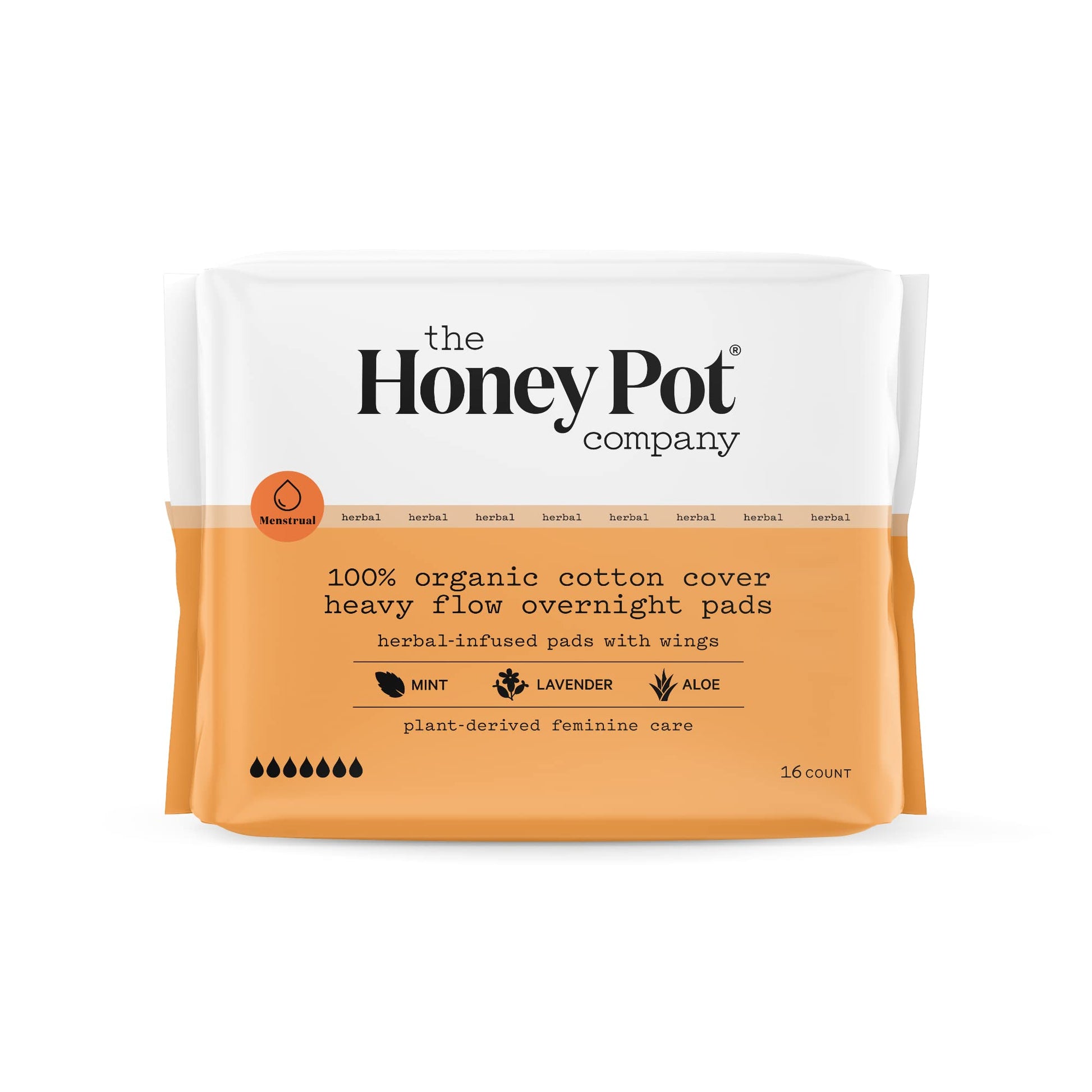 The Honey Pot Company - Herbal Overnight Heavy Flow Pads w/Wings - Organic Pads for Women The Honey Pot CompanyAu supplements