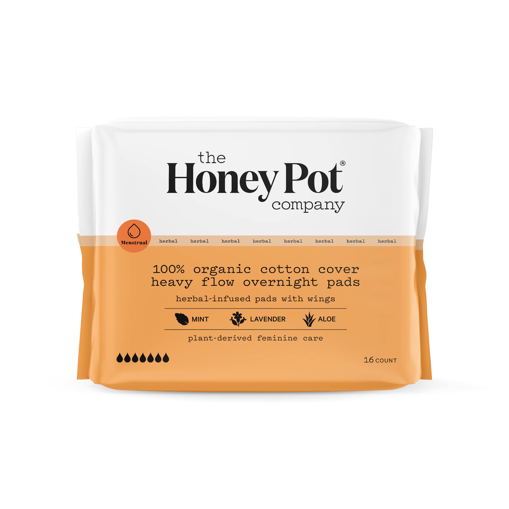 The Honey Pot Company - Herbal Overnight Heavy Flow Pads w/Wings - Organic Pads for Women The Honey Pot CompanyAu supplements